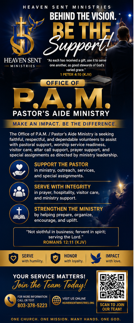 Office of P.A.M. Ministry Support Volunteer Flyer